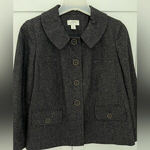 Ann Taylor LOFT Suit Women Dark Brown Tweed Wool Blazer and Pants Size 6